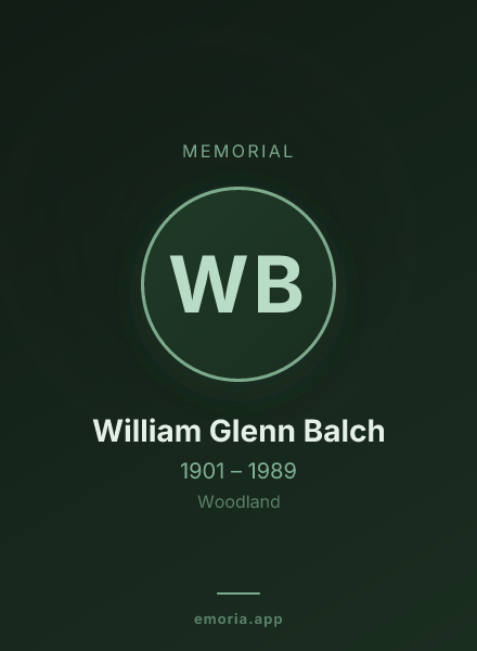 Memorial portrait of William Glenn Balch
