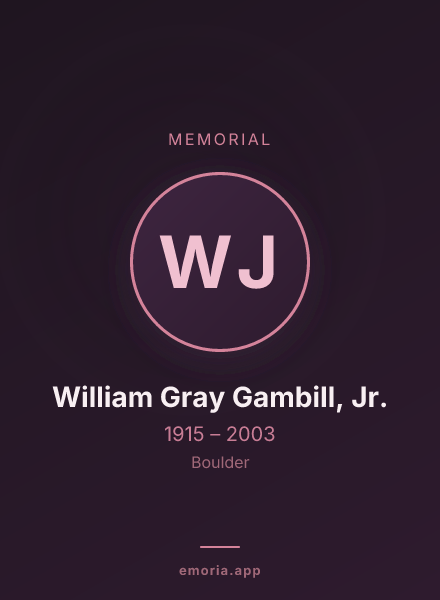 Memorial portrait of William Gray Gambill, Jr.