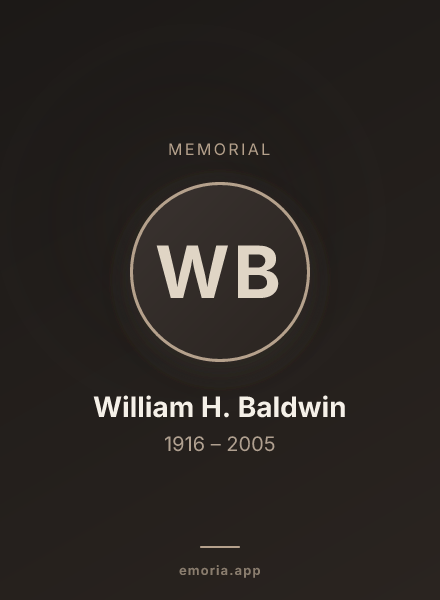 Memorial portrait of William H. Baldwin