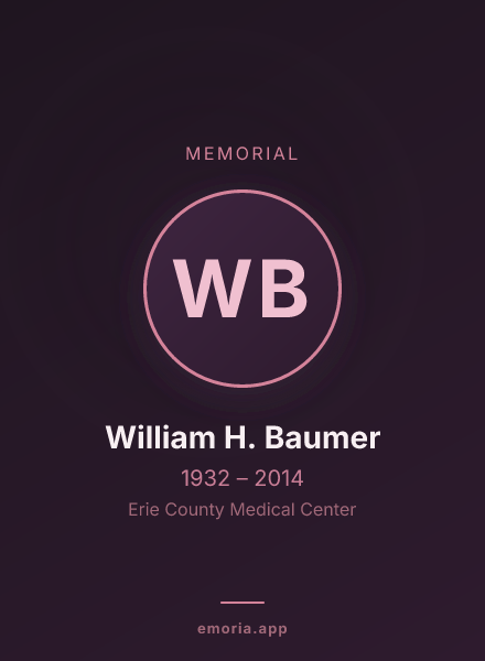 Memorial portrait of William H. Baumer