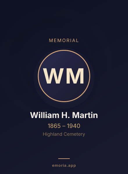 Memorial portrait of William H. Martin