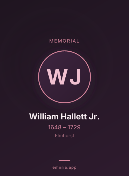 Memorial portrait of William Hallett Jr.
