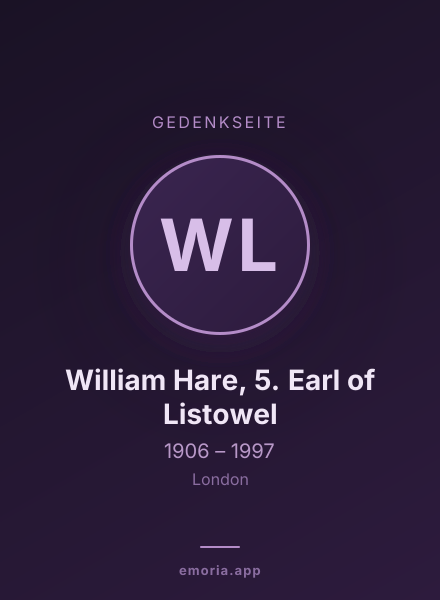 Gedenkportrait von William Hare, 5. Earl of Listowel