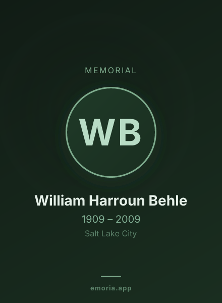 Memorial portrait of William Harroun Behle