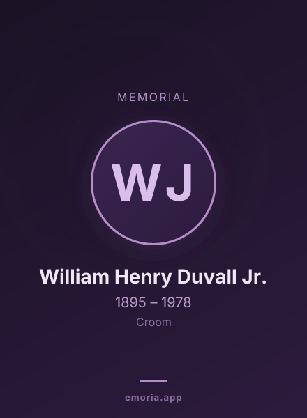 Memorial portrait of William Henry Duvall Jr.
