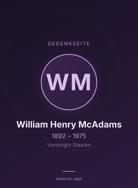 Gedenkportrait von William Henry McAdams