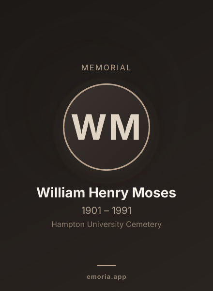 Memorial portrait of William Henry Moses