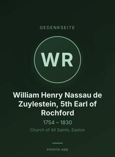Gedenkportrait von William Henry Nassau de Zuylestein, 5th Earl of Rochford