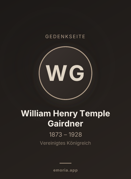 Gedenkportrait von William Henry Temple Gairdner