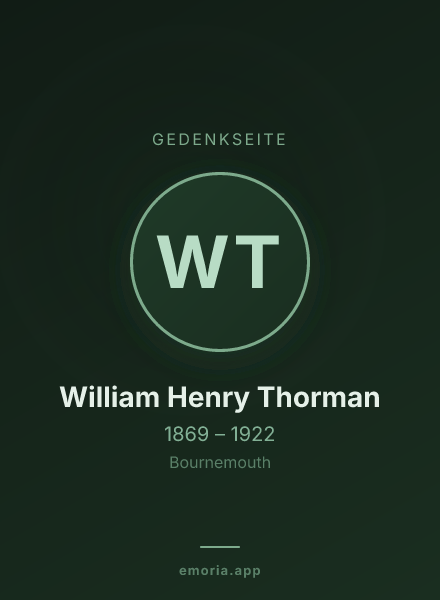 Gedenkportrait von William Henry Thorman