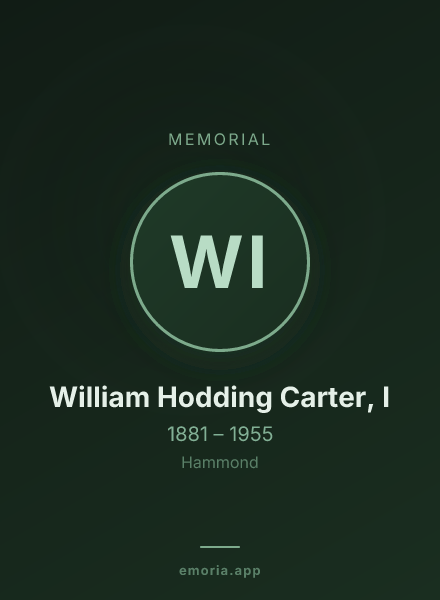 Memorial portrait of William Hodding Carter, I