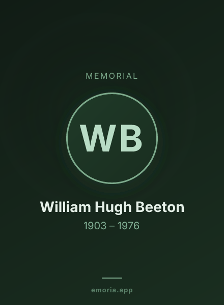 Memorial portrait of William Hugh Beeton