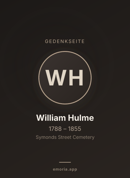 Gedenkportrait von William Hulme