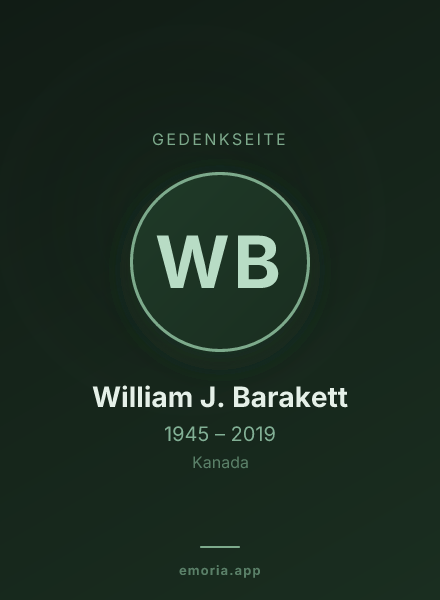 Gedenkportrait von William J. Barakett