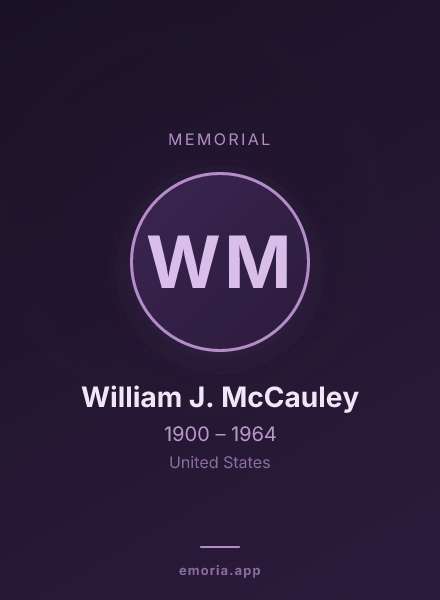 Memorial portrait of William J. McCauley