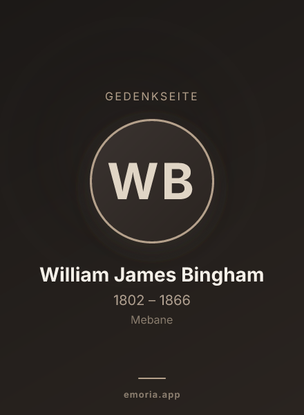 Gedenkportrait von William James Bingham