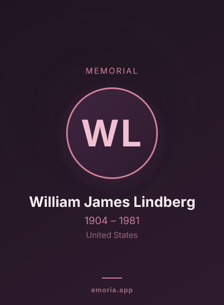 Memorial portrait of William James Lindberg