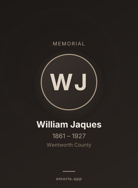 Memorial portrait of William Jaques