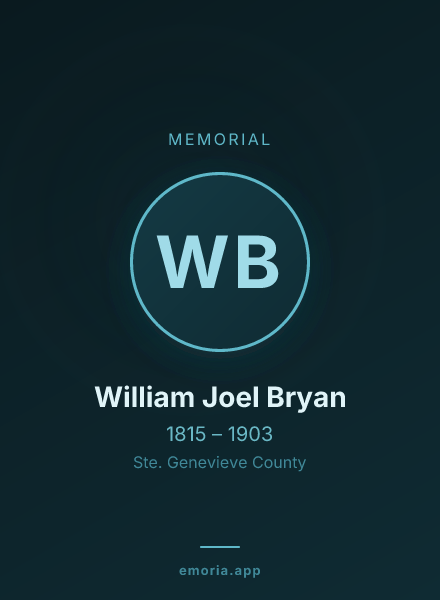 Memorial portrait of William Joel Bryan