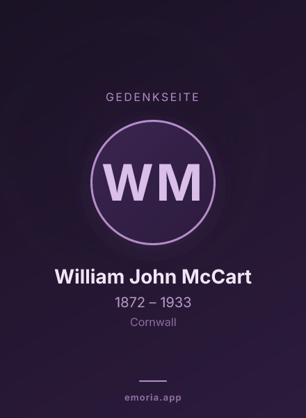 Gedenkportrait von William John McCart
