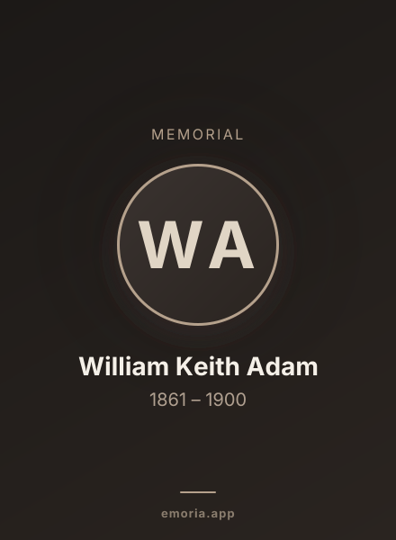 Memorial portrait of William Keith Adam