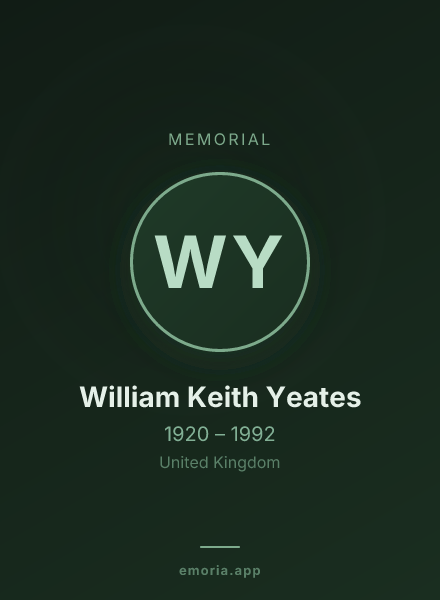 Memorial portrait of William Keith Yeates