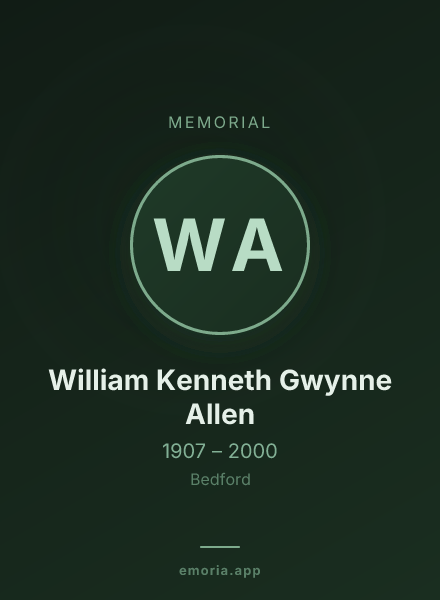 Memorial portrait of William Kenneth Gwynne Allen