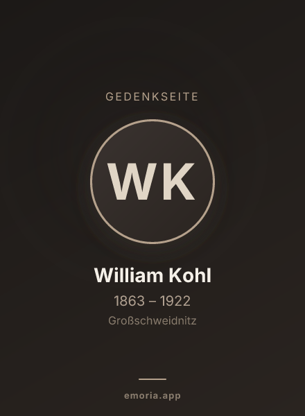 Gedenkportrait von William Kohl