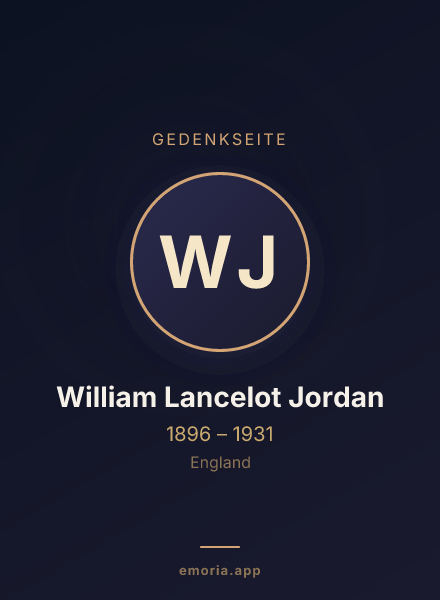 Gedenkportrait von William Lancelot Jordan