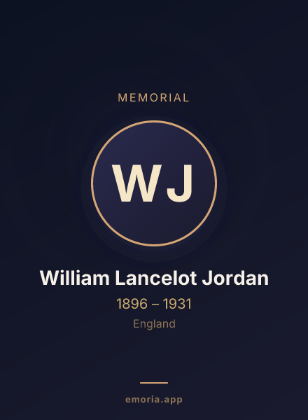 Memorial portrait of William Lancelot Jordan