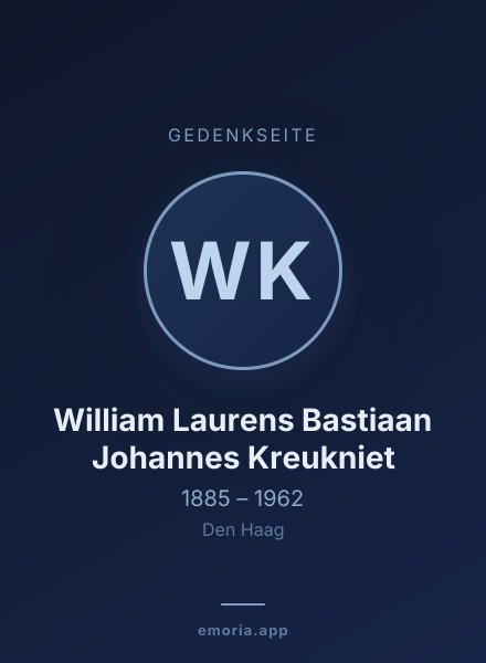 Gedenkportrait von William Laurens Bastiaan Johannes Kreukniet