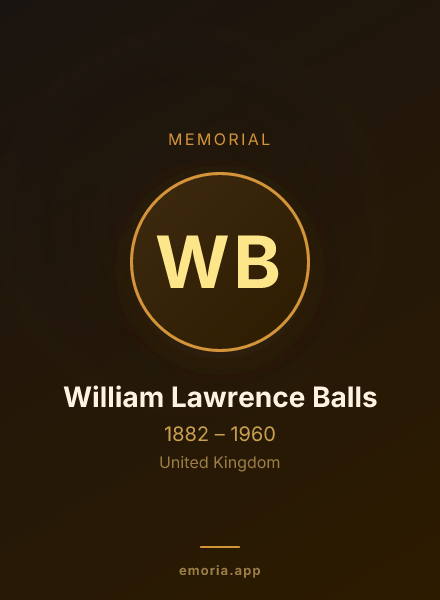 Memorial portrait of William Lawrence Balls