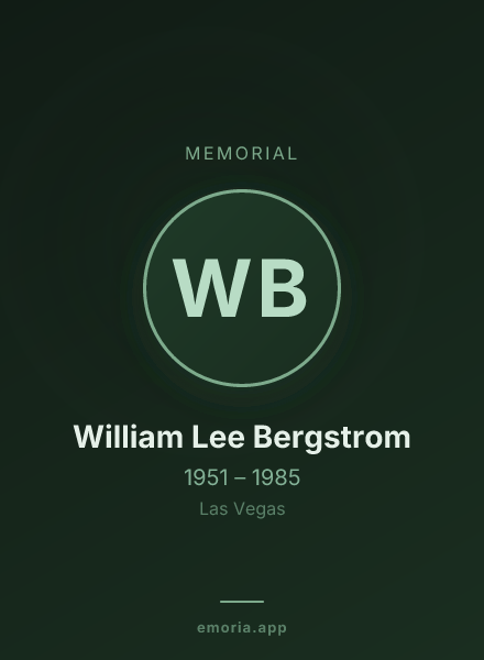 Memorial portrait of William Lee Bergstrom