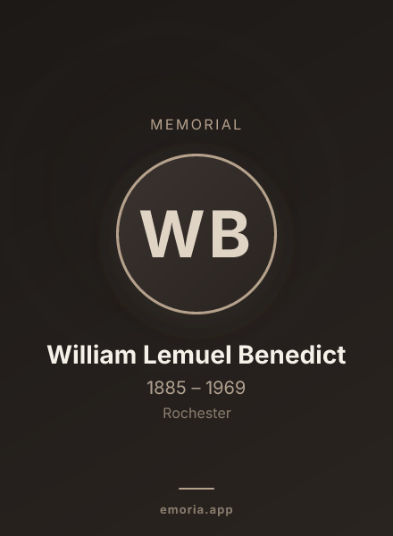 Memorial portrait of William Lemuel Benedict