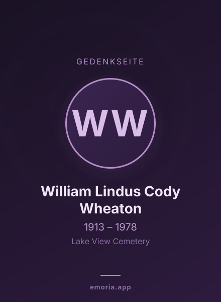 Gedenkportrait von William Lindus Cody Wheaton