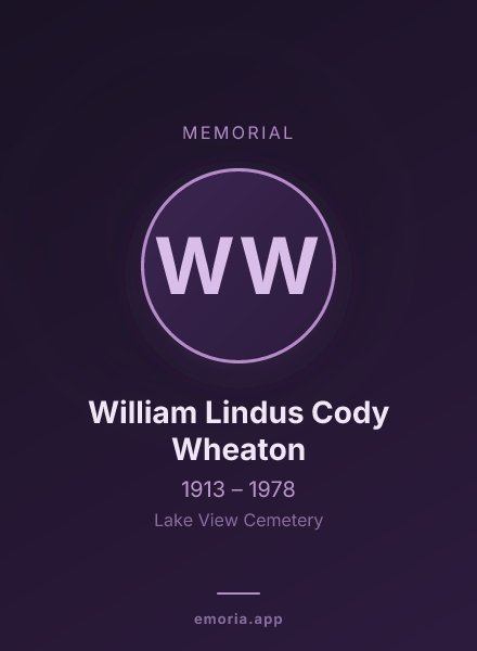 Memorial portrait of William Lindus Cody Wheaton