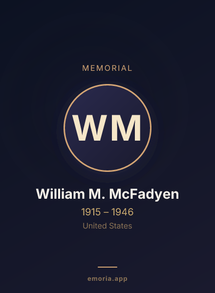 Memorial portrait of William M. McFadyen