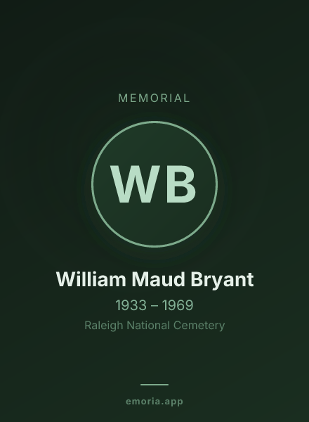 Memorial portrait of William Maud Bryant