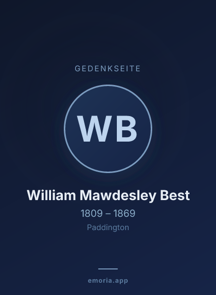 Gedenkportrait von William Mawdesley Best