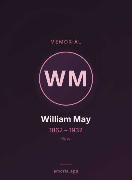Memorial portrait of William May