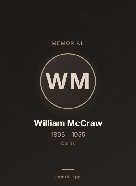 Memorial portrait of William McCraw