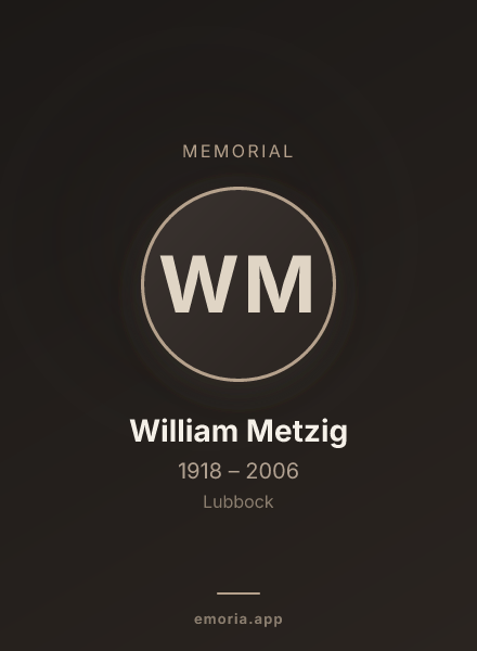 Memorial portrait of William Metzig