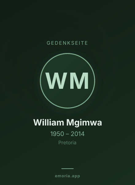Gedenkportrait von William Mgimwa