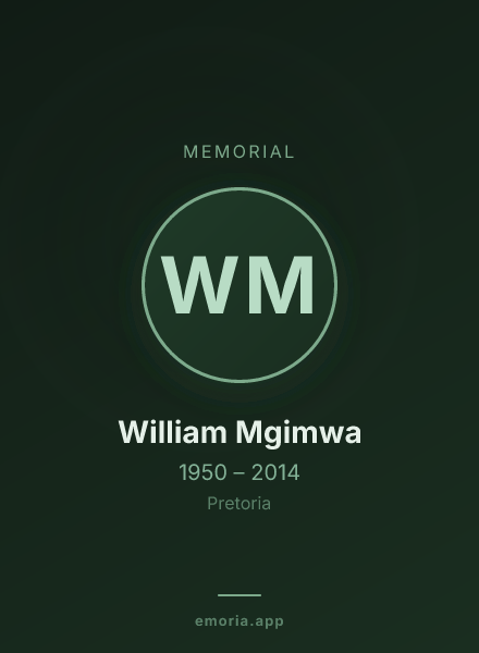 Memorial portrait of William Mgimwa