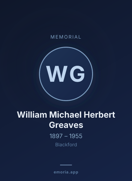 Memorial portrait of William Michael Herbert Greaves