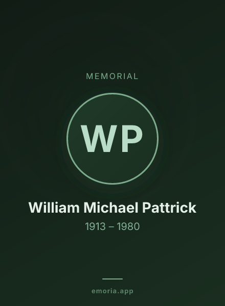 Memorial portrait of William Michael Pattrick