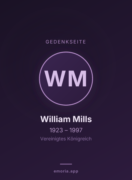 Gedenkportrait von William Mills