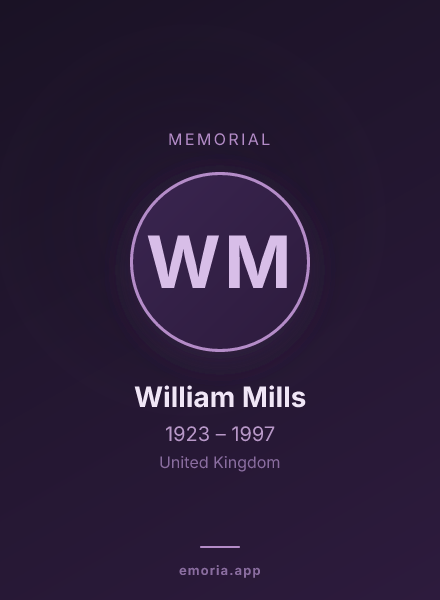 Memorial portrait of William Mills