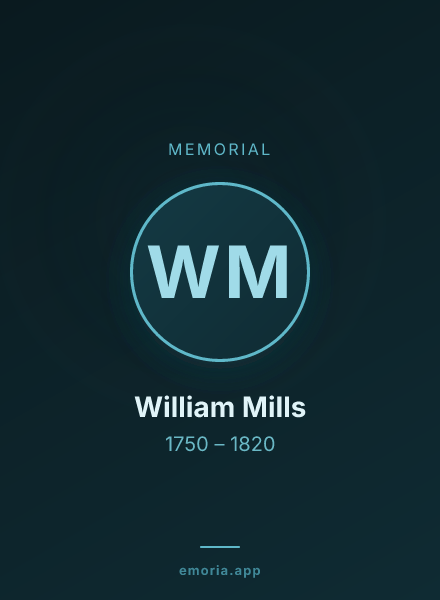 Memorial portrait of William Mills
