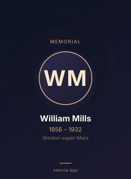 Memorial portrait of William Mills